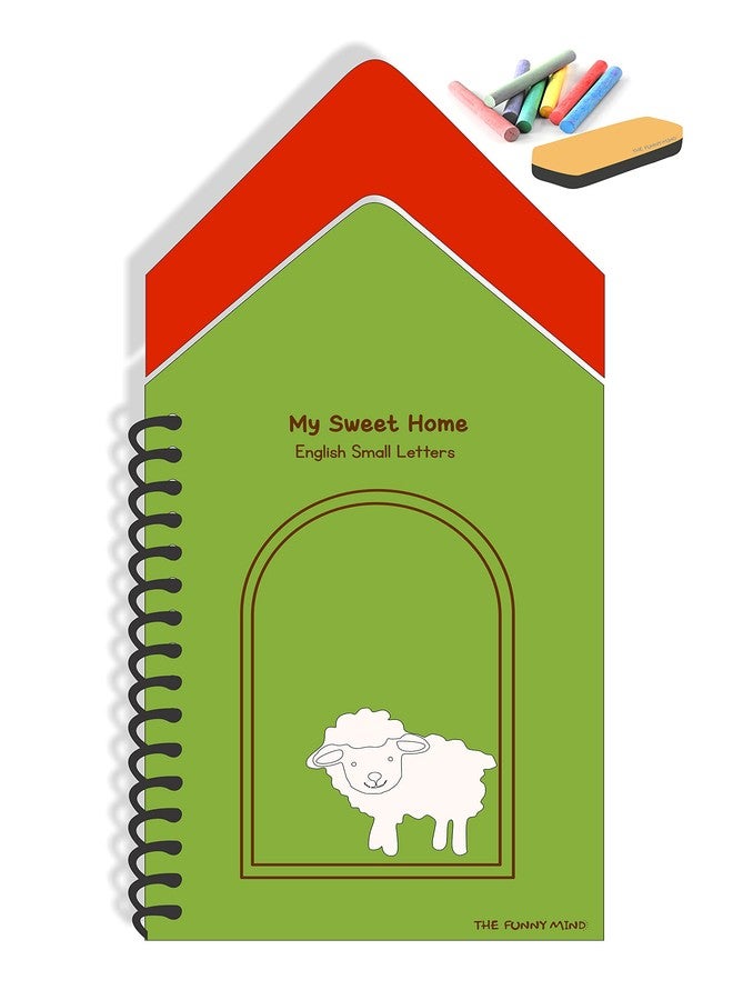 THE FUNNY MIND Hut Shape Wooden A to Z English Small Alphabets Reusable Chalk Book for Preschool, Early Learners, and Montessori Kids, Tracing Slate, Writing Practice Book for Beginners - Image 1